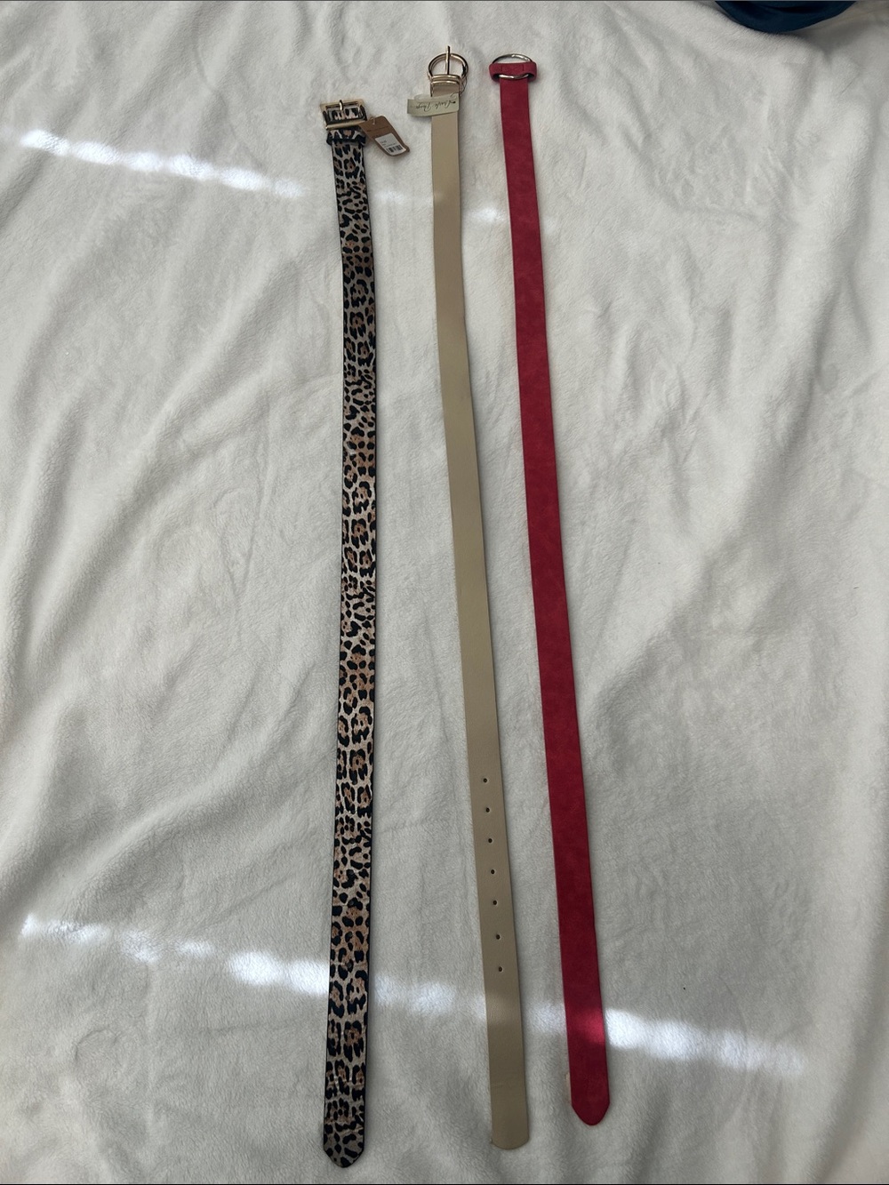 Leopard, Cream & Red Women's Belt Set - Fashionable Accessory Trio